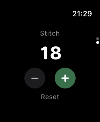 HookPlan on Apple Watch showing Stitch counter at 23