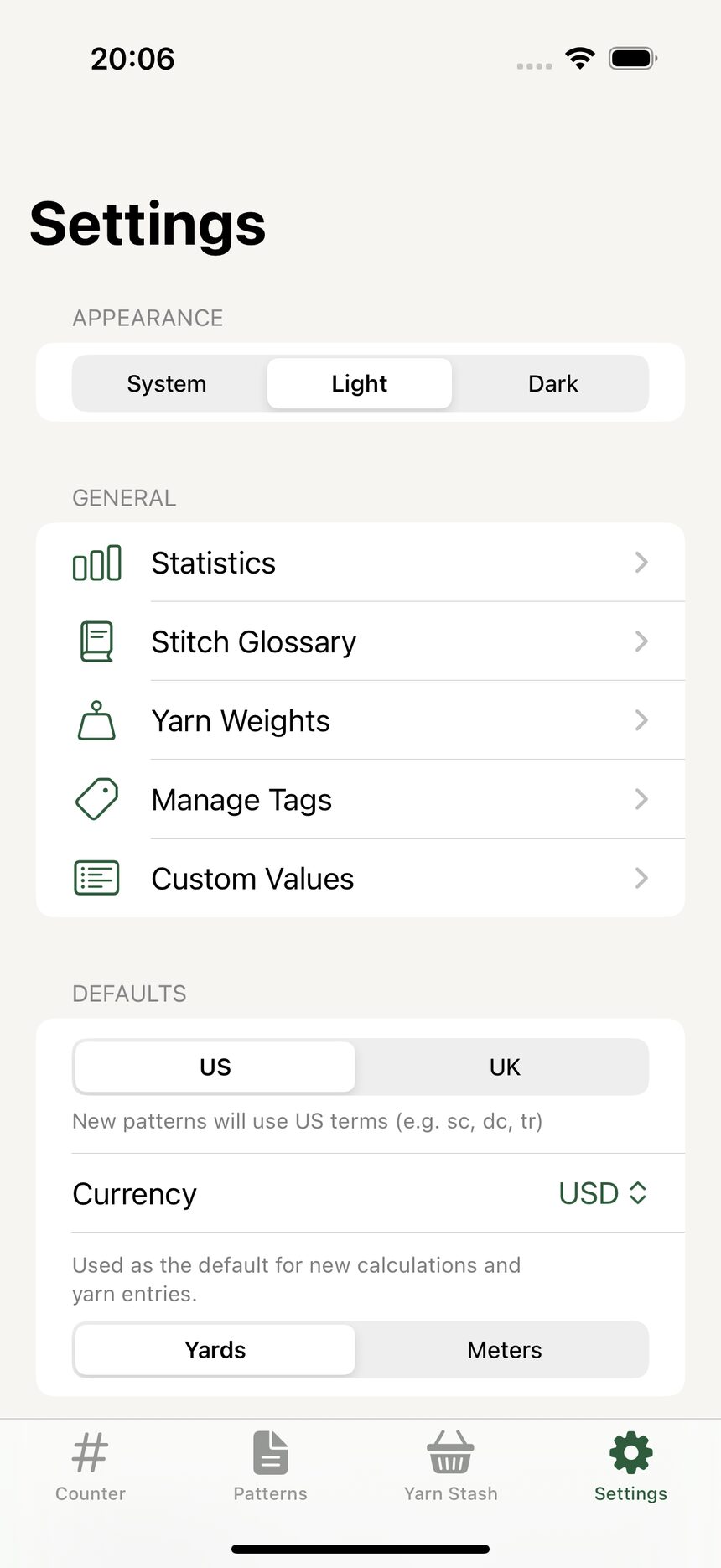 The in-app contact form with a category picker and a message field.