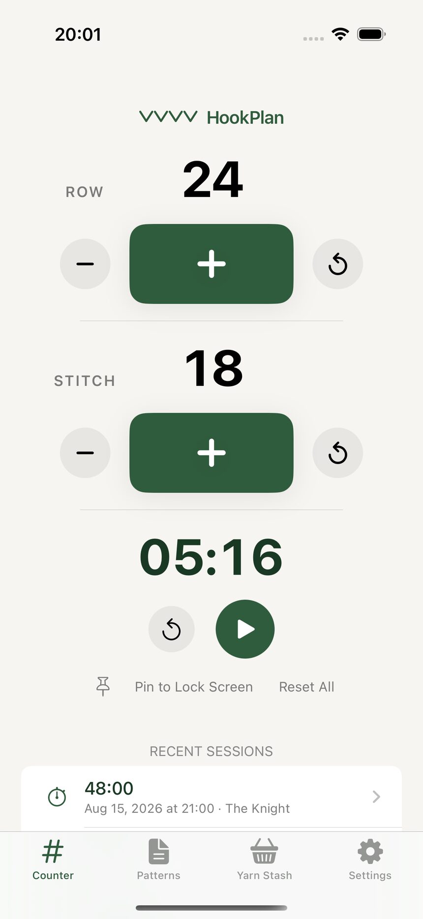 The Counter tab reflecting a count just changed by a Siri voice command.